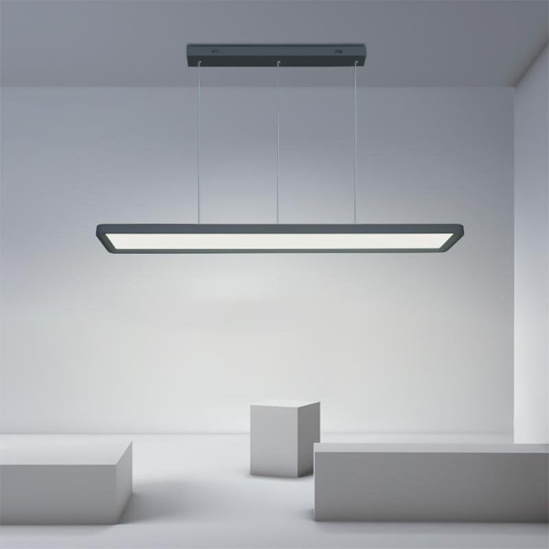 Linear LED Chandelier in Matte Black for Modern Dining and Living Spaces