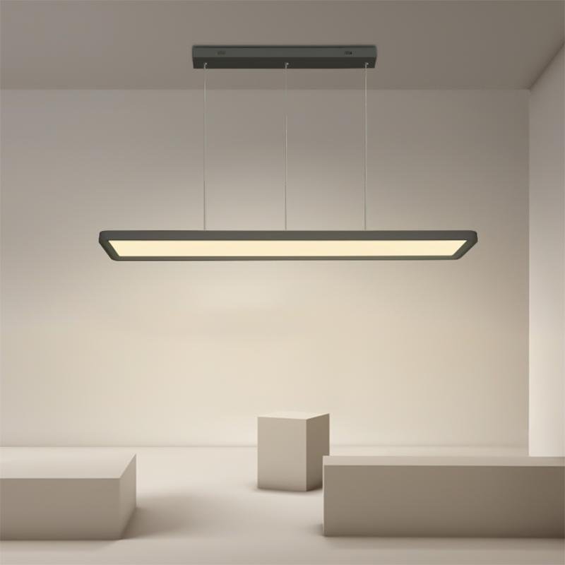Linear LED Chandelier in Matte Black for Modern Dining and Living Spaces