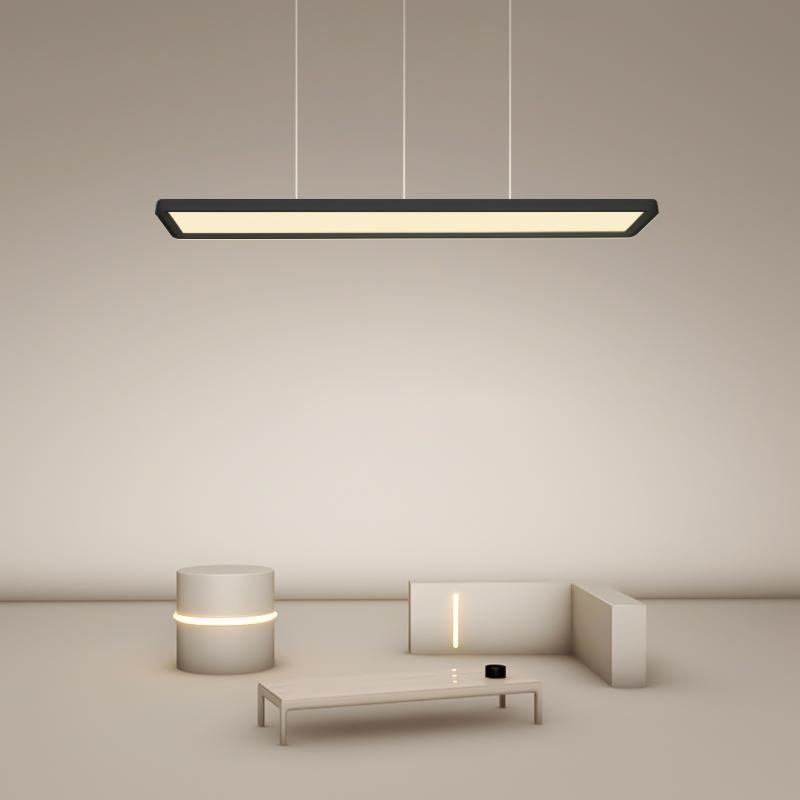 Linear LED Chandelier in Matte Black for Modern Dining and Living Spaces