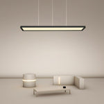 Linear LED Chandelier in Matte Black for Modern Dining and Living Spaces