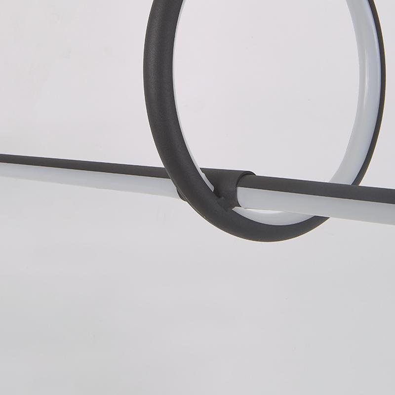 Modern Linear Round Pendant Light in Matte Black for Dining and Living Spaces