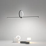 Modern Linear Round Pendant Light in Matte Black for Dining and Living Spaces