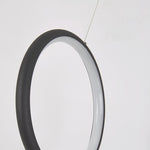 Modern Linear Round Pendant Light in Matte Black for Dining and Living Spaces