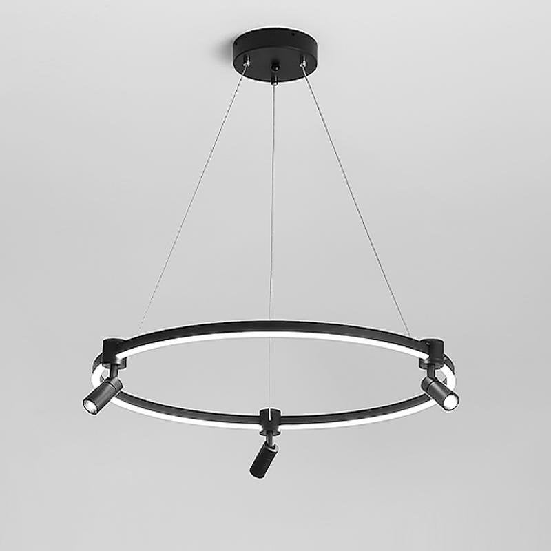 Linear LED Chandelier with Adjustable Spotlights for Modern Interiors