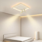 Industrial Flush Mount Ceiling Light with Dual Spotlights