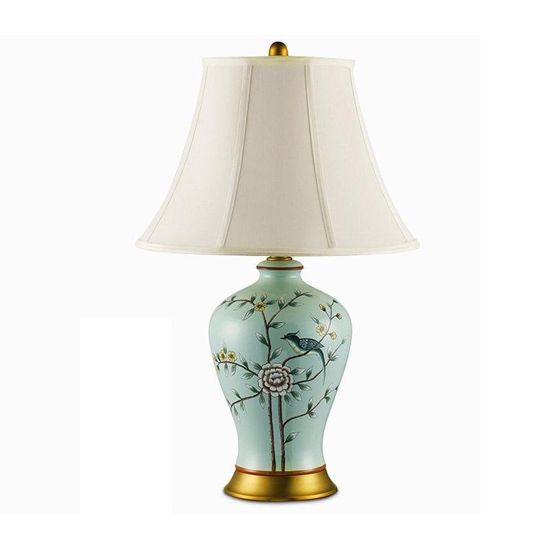 23 Inch Oriental Vivid Branches And Birds Porcelain Table Lamp