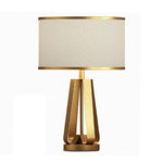 22 Inch 1 Light Golden Faux Silk And Brass Geometric Table Lamp