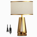 22 Inch 1 Light Golden Faux Silk And Brass Geometric Table Lamp