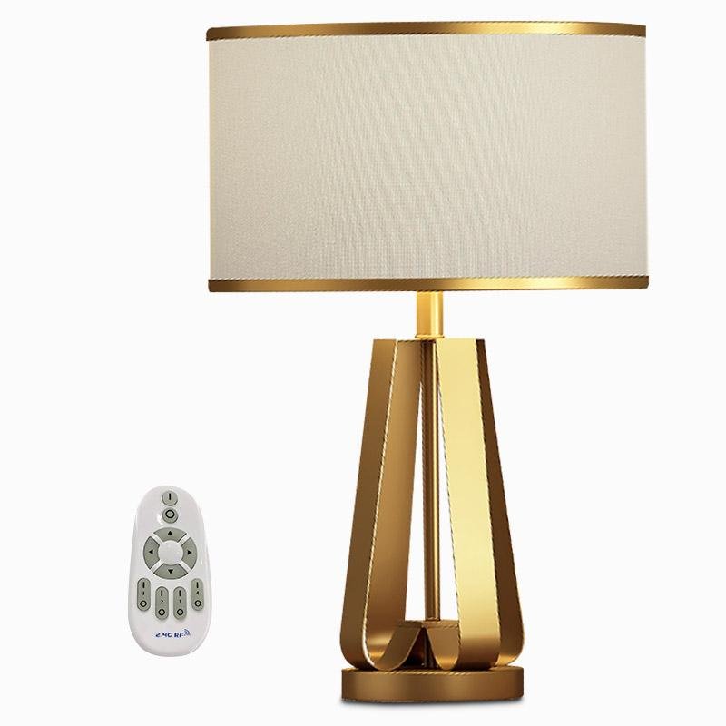 22 Inch 1 Light Golden Faux Silk And Brass Geometric Table Lamp