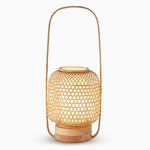 Rustic Woven Bamboo Table Lamp With Cylinder Led Light Usb Port