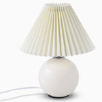 Modern White Globe Ceramic And Pleated Table Lamp