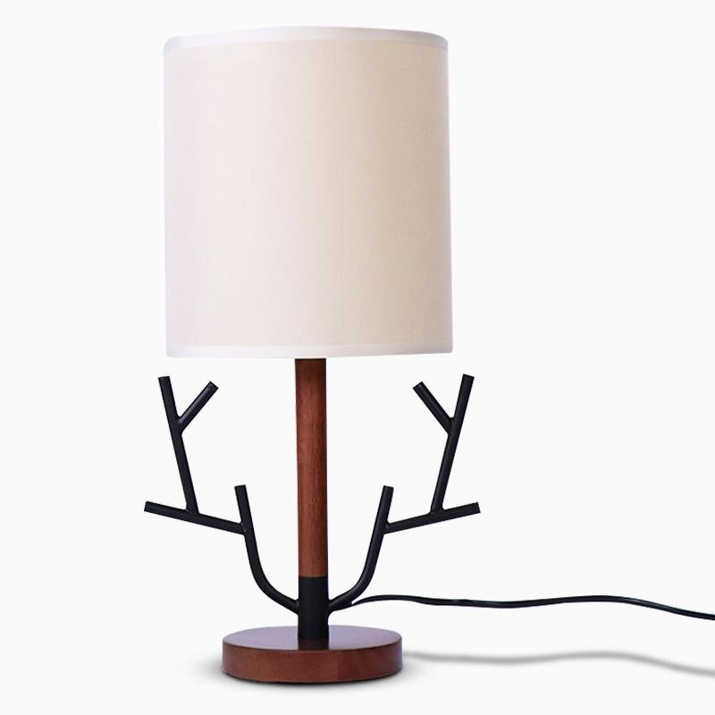 16 Inch Vintage Rustic Tree Branch Us Plug Table Lamp With Fabric Drum Shade