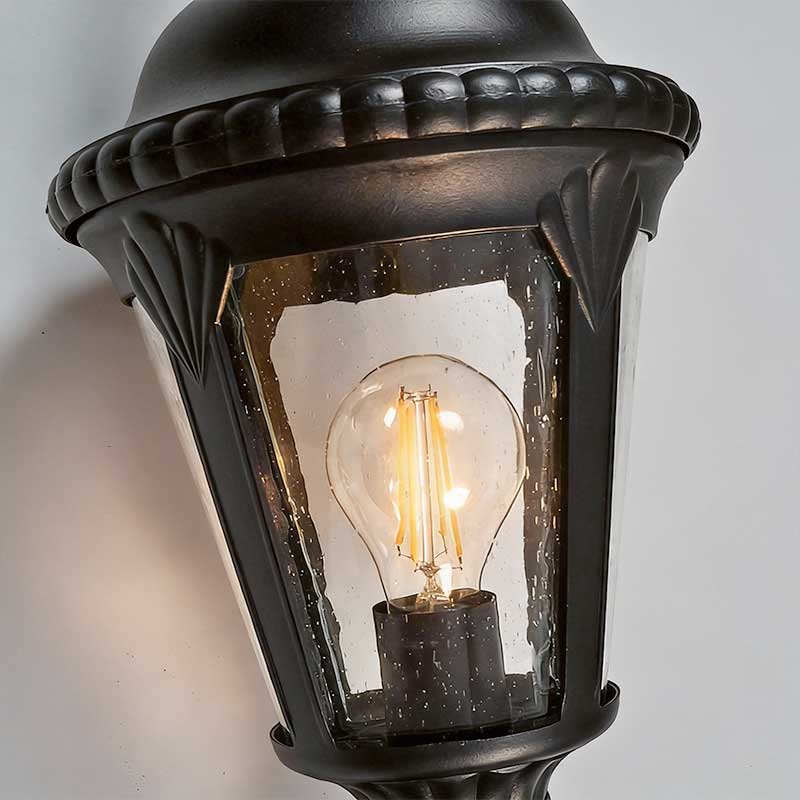 Outdoor Pillar Column Light with Clear Glass Shade in Sand-Black Aluminum