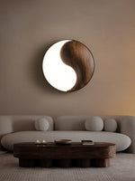 Taiyi Balance Natural Wood LED Flush Mount Ceiling Light, 25.6" Round