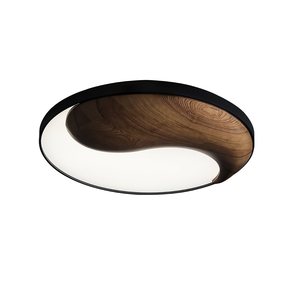 Taiyi Balance Natural Wood LED Flush Mount Ceiling Light, 25.6" Round