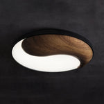 Taiyi Balance Natural Wood LED Flush Mount Ceiling Light, 25.6" Round