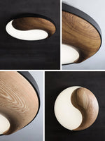 Taiyi Balance Natural Wood LED Flush Mount Ceiling Light, 25.6" Round