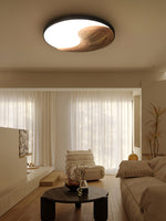Taiyi Balance Natural Wood LED Flush Mount Ceiling Light, 25.6" Round