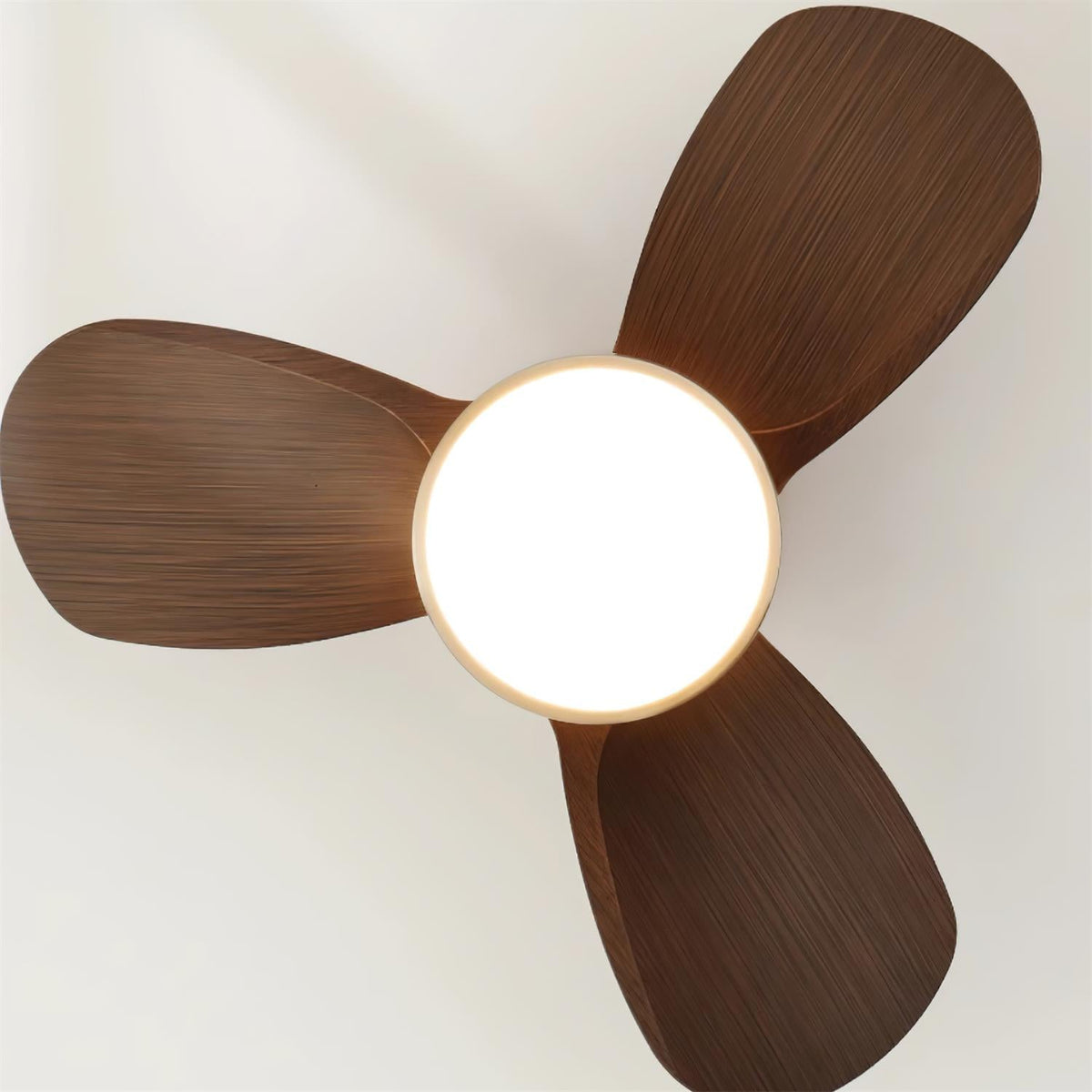 Talaya Ceiling Fan with LED Light in Walnut and Brushed Metal