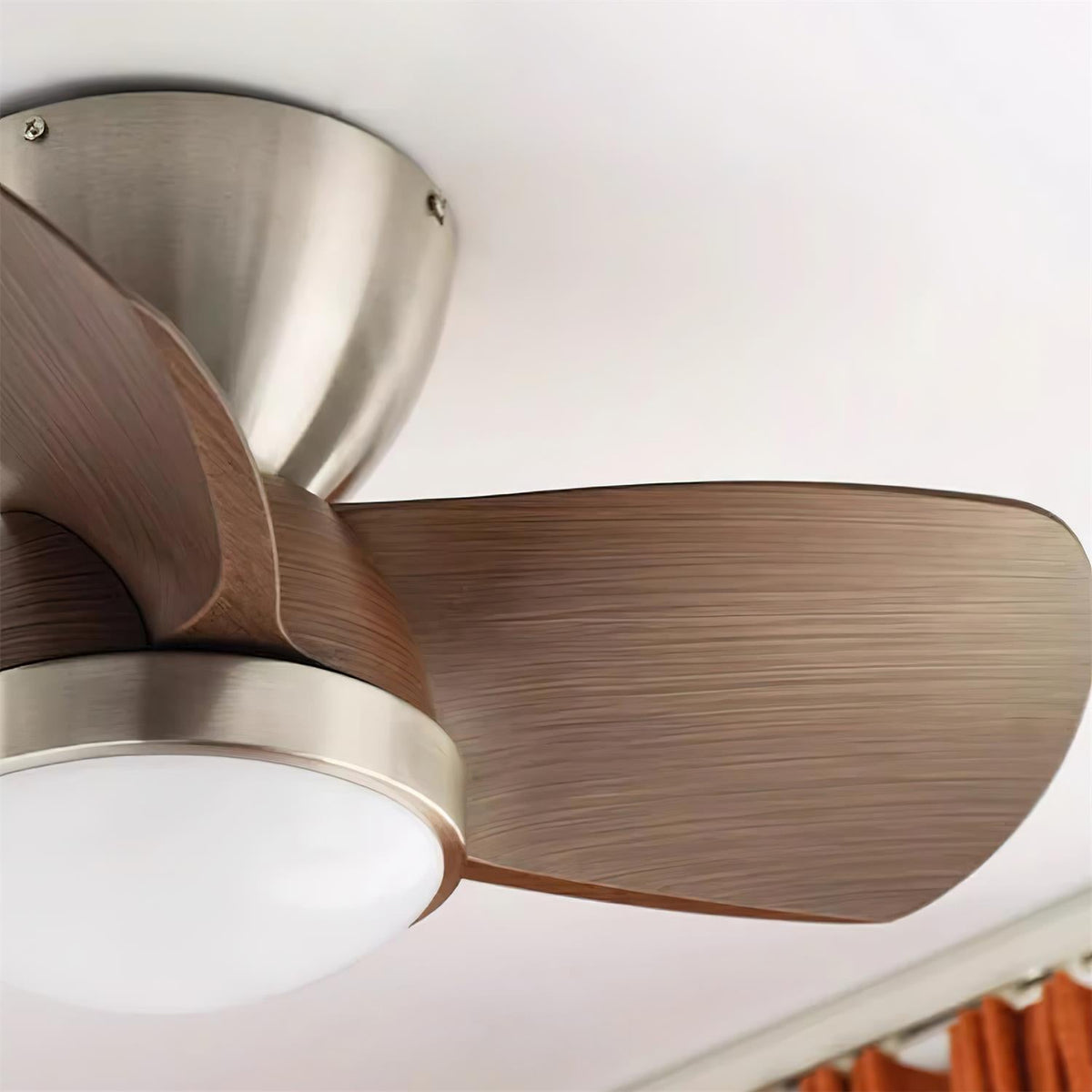 Talaya Ceiling Fan with LED Light in Walnut and Brushed Metal