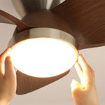 Talaya Ceiling Fan with LED Light in Walnut and Brushed Metal