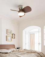 Talaya Ceiling Fan with LED Light in Walnut and Brushed Metal