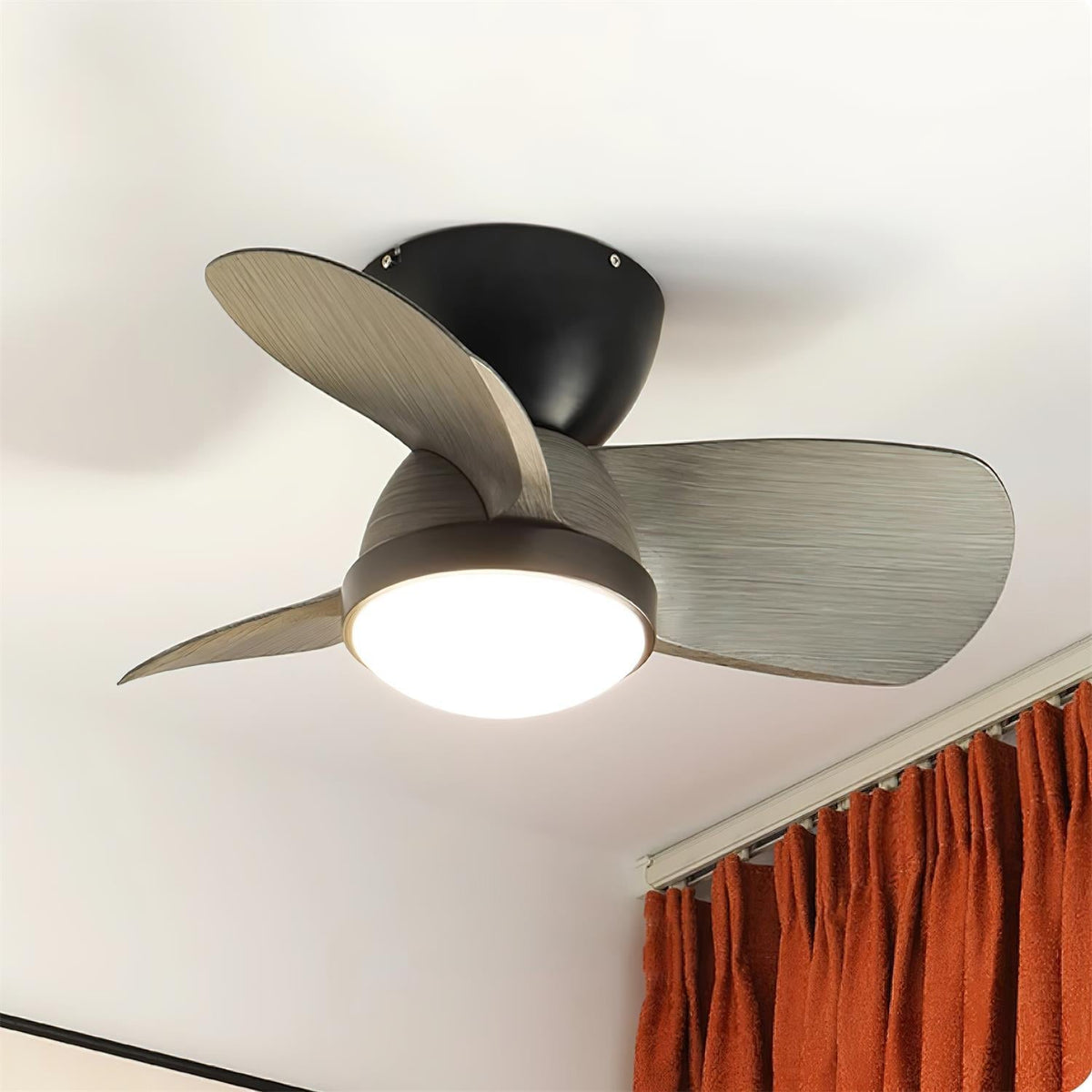 Talaya Ceiling Fan with LED Light in Walnut and Brushed Metal
