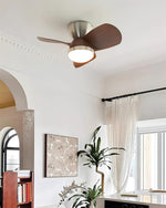 Talaya Ceiling Fan with LED Light in Walnut and Brushed Metal