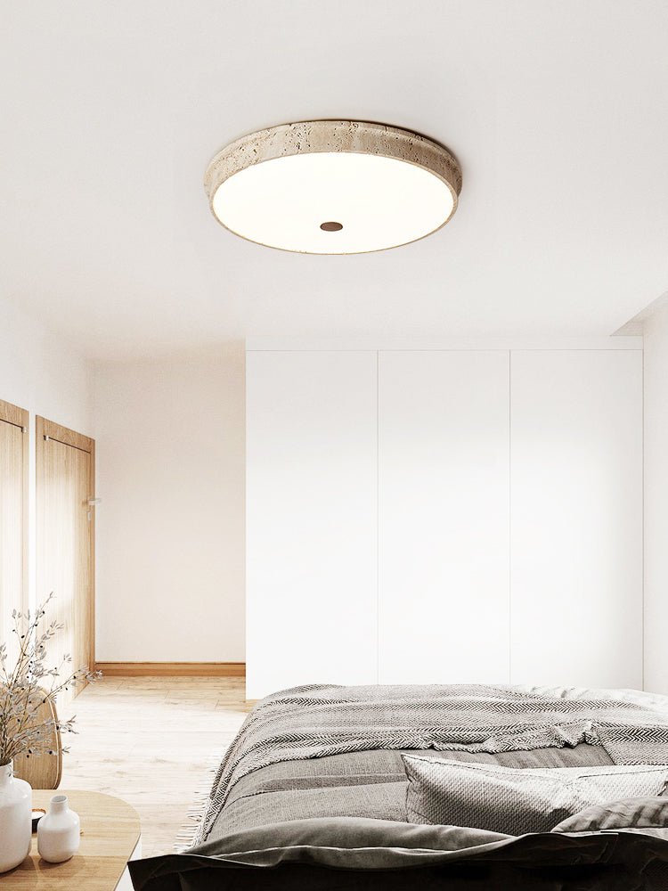 Talverra Travertine Flush Mount Ceiling Light, Modern Stone LED Lamp
