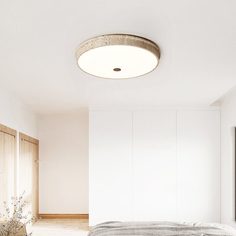 Talverra Travertine Flush Mount Ceiling Light, Modern Stone LED Lamp