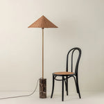 Tansu Rattan Floor Lamp with Marble Base – Modern Asian-Inspired Lighting for Living Room & Bedroom
