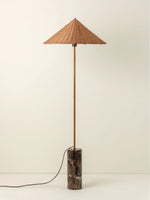 Tansu Rattan Floor Lamp with Marble Base – Modern Asian-Inspired Lighting for Living Room & Bedroom