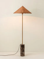 Tansu Rattan Floor Lamp with Marble Base – Modern Asian-Inspired Lighting for Living Room & Bedroom