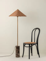 Tansu Rattan Floor Lamp with Marble Base – Modern Asian-Inspired Lighting for Living Room & Bedroom