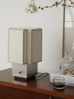 Tanu Stitch Table Lamp – Artisan Fabric Shade with Brushed Metal Base