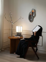 Tanu Stitch Table Lamp – Artisan Fabric Shade with Brushed Metal Base