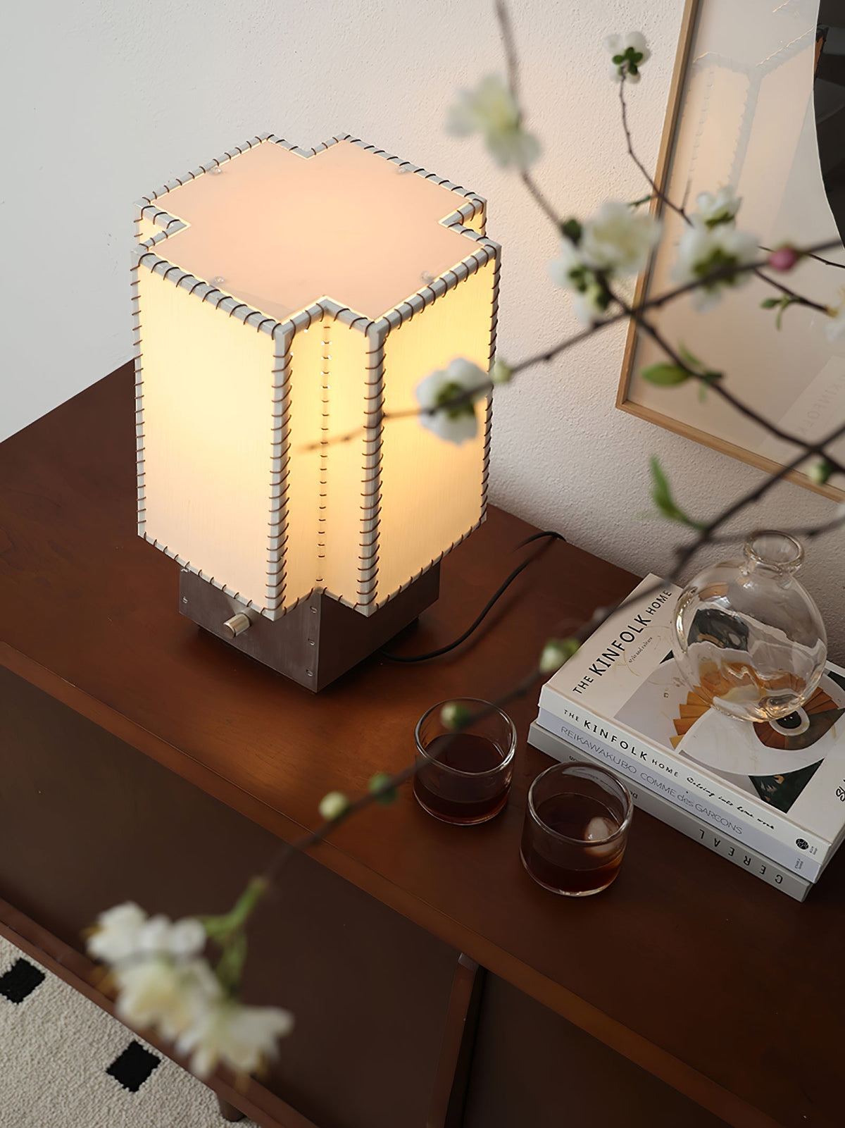 Tanu Stitch Table Lamp – Artisan Fabric Shade with Brushed Metal Base