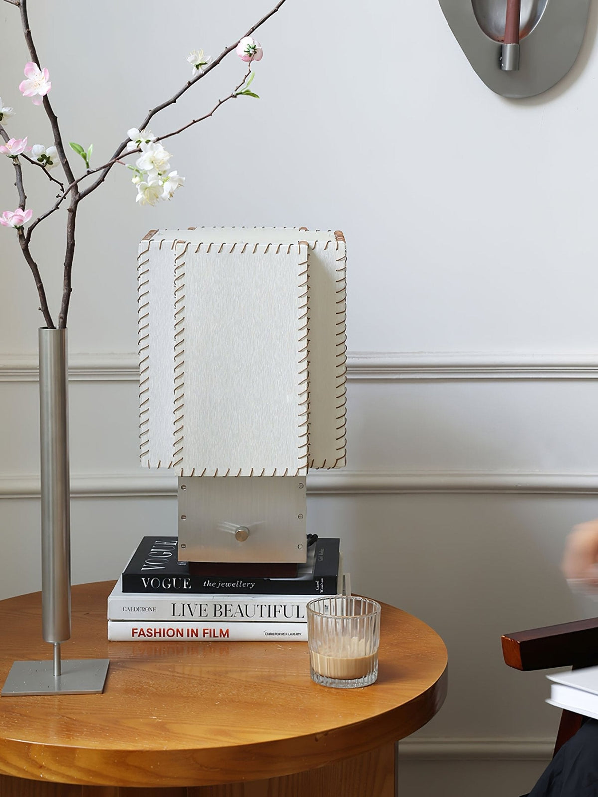 Tanu Stitch Table Lamp – Artisan Fabric Shade with Brushed Metal Base
