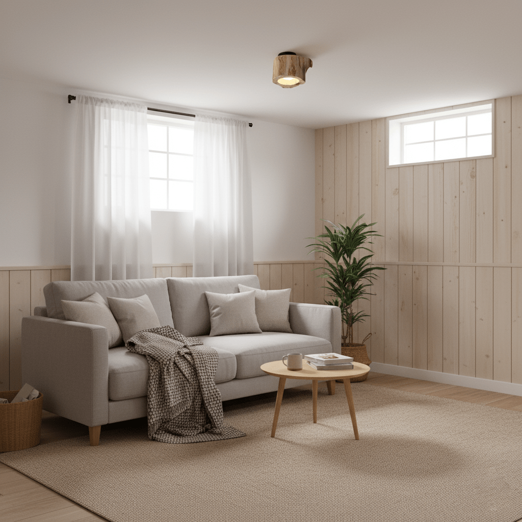 Tarn Hollow Natural Wood LED Ceiling Light – Flush Mount for Modern Interiors
