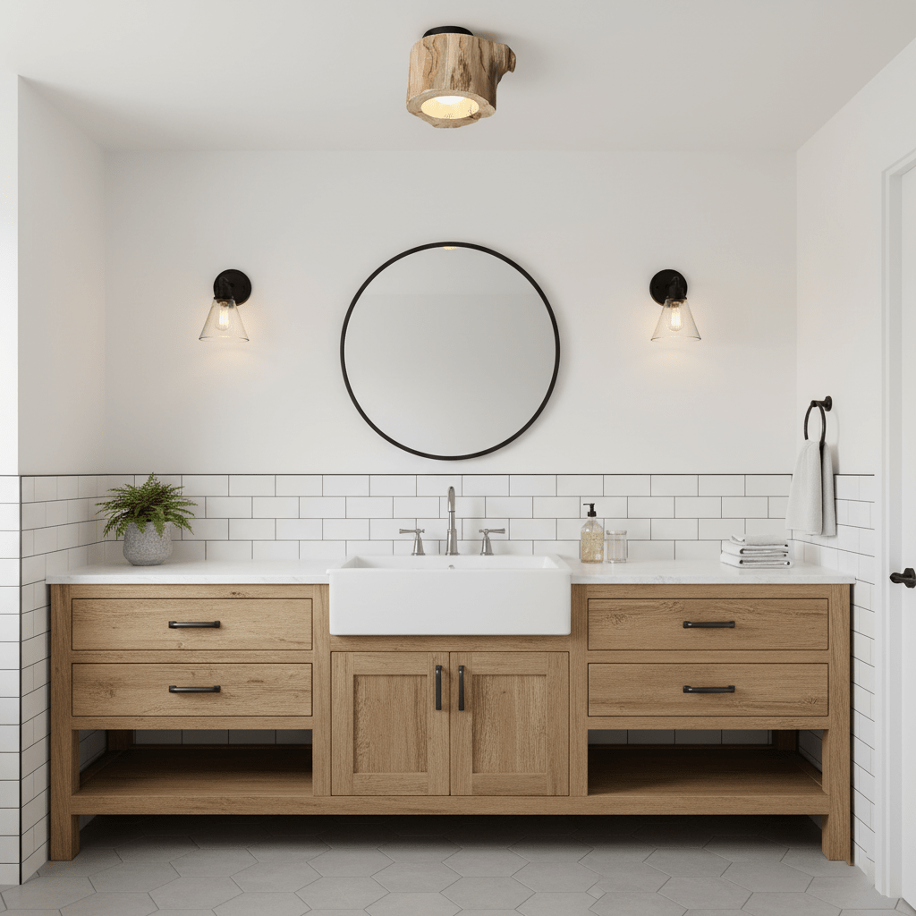 Tarn Hollow Natural Wood LED Ceiling Light – Flush Mount for Modern Interiors