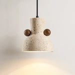 Tavaro Pebble Pendant Light in Natural Travertine and Walnut