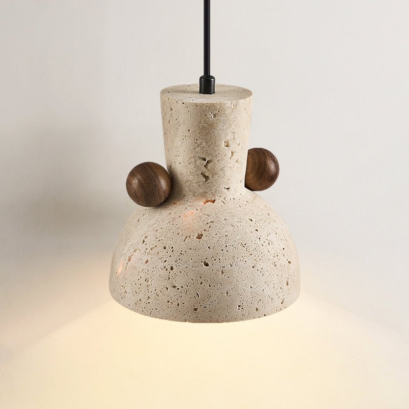 Tavaro Pebble Pendant Light in Natural Travertine and Walnut