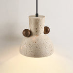 Tavaro Pebble Pendant Light in Natural Travertine and Walnut