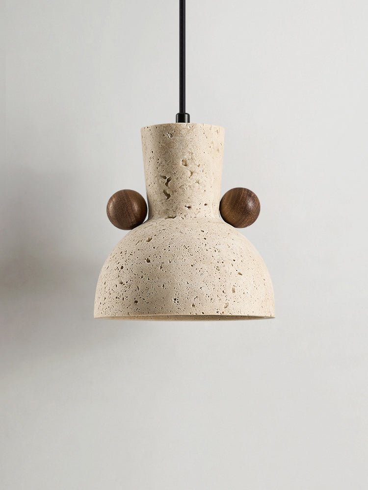 Tavaro Pebble Pendant Light in Natural Travertine and Walnut