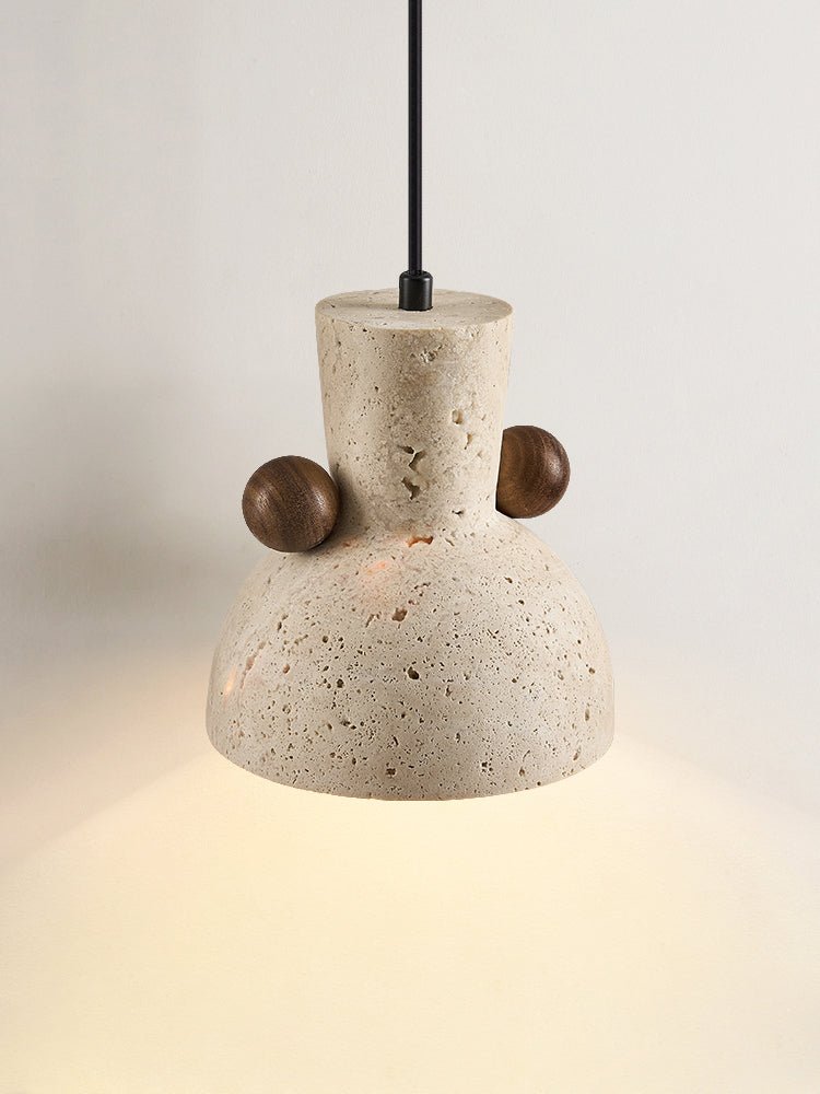Tavaro Pebble Pendant Light in Natural Travertine and Walnut