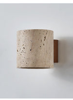 Tavian Travertine Wall Sconce in Natural Stone and Walnut