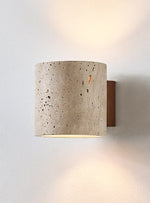 Tavian Travertine Wall Sconce in Natural Stone and Walnut