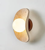 Tavian Halo Travertine Wall Sconce with Wooden Backplate