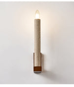 Tavian Travertine Candle Wall Sconce – Natural Stone & Wood