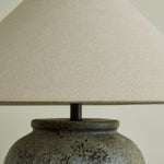Tavira Aged Stone Ceramic Table Lamp with Natural Linen Shade